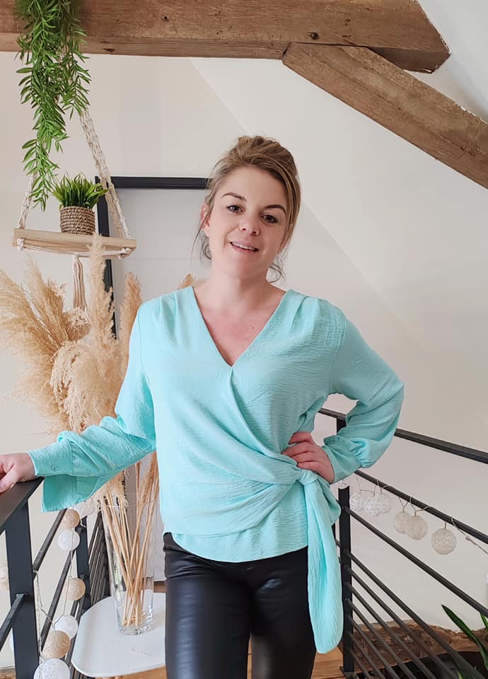 Blouse cache cœur Sophie Bleue