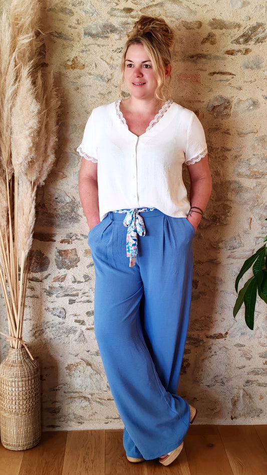 Pantalon fluide LOUIS bleu