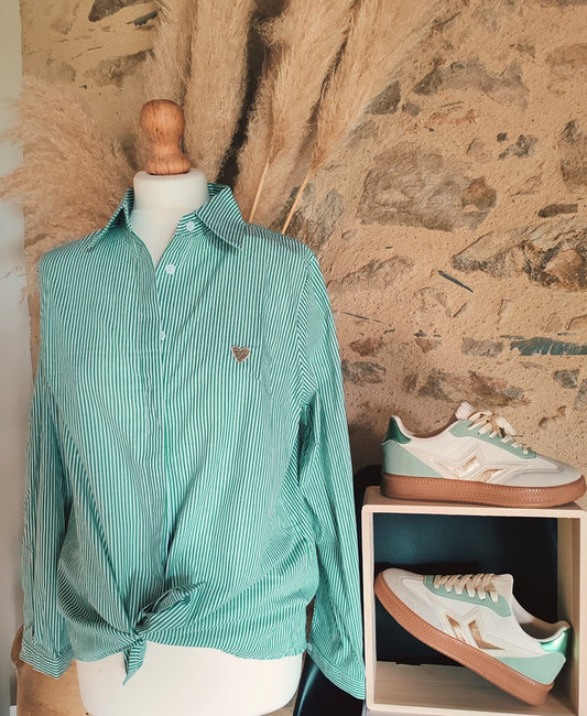Chemise Laura verte petites rayures