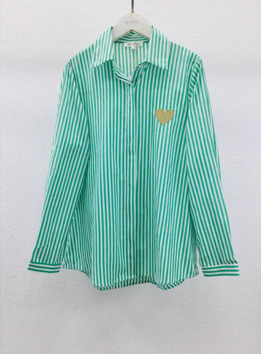 Chemise Laura verte rayures larges