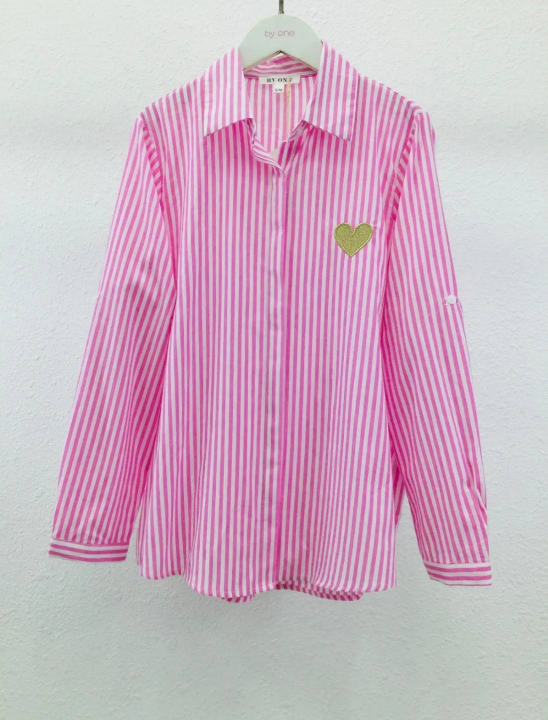 Chemise Love rose rayures larges