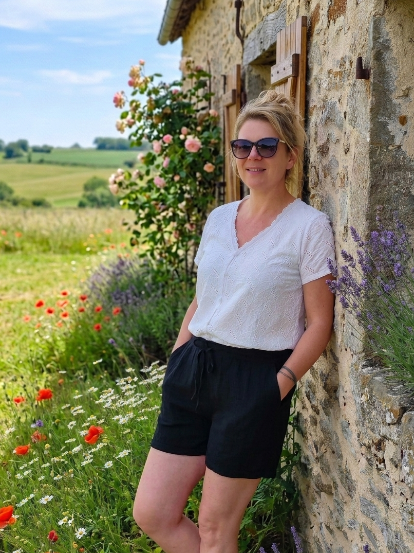 Short gaze de coton noir
