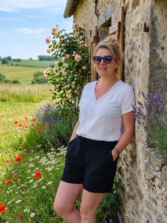Short gaze de coton noir