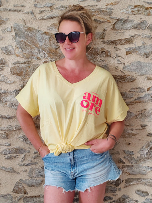 Tee shirt AMORE jaune